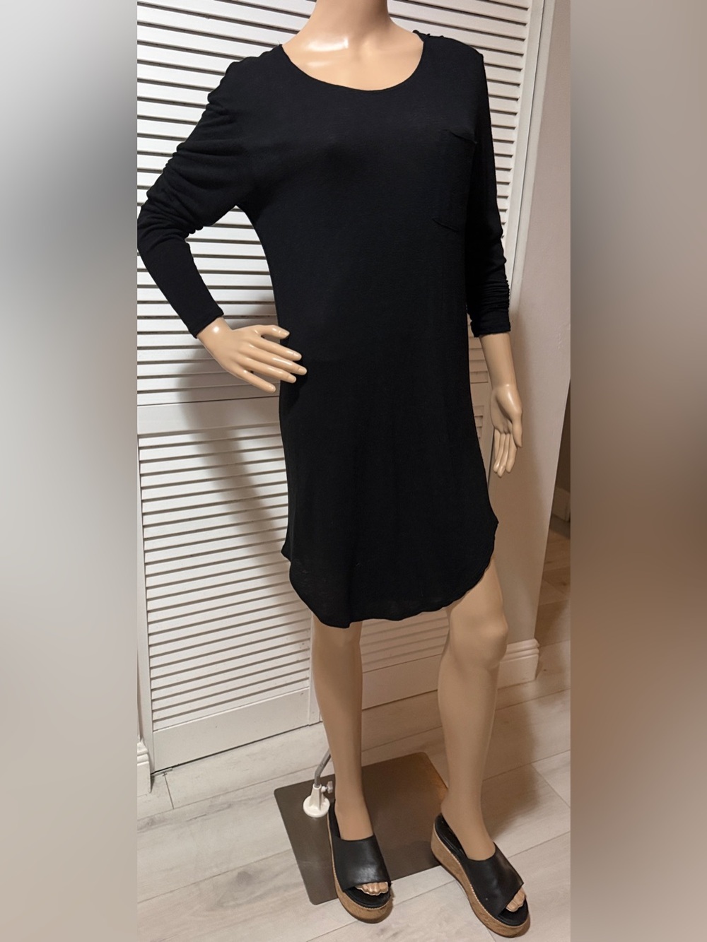 Benjamin Jay Black Linen Viscose Tunic Dress Minimalist Coastal Casual Lagenlook